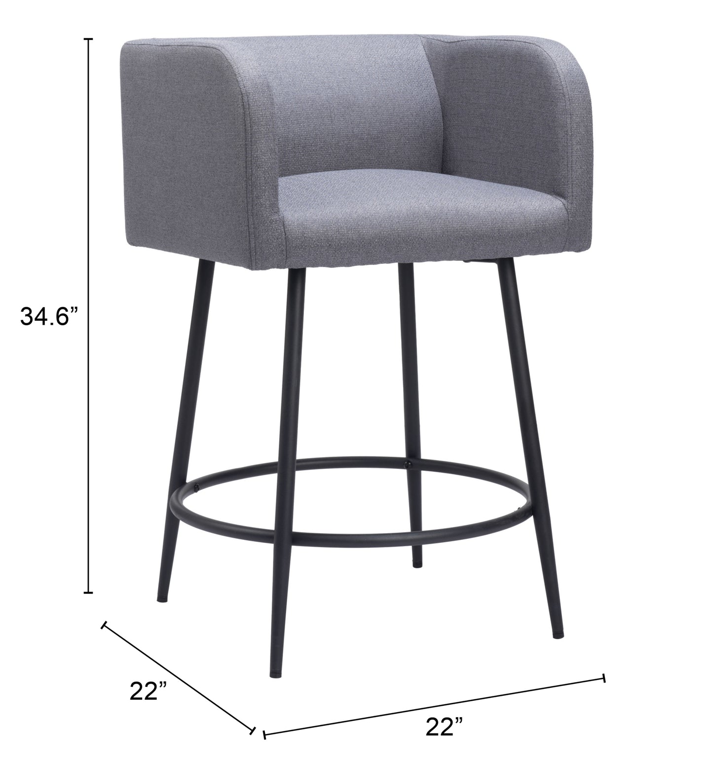 Horbat Counter Stool Set of 2 - Gray Stylish and Comfortable Upholstered Stools for Modern Kitchens and Dining Areas