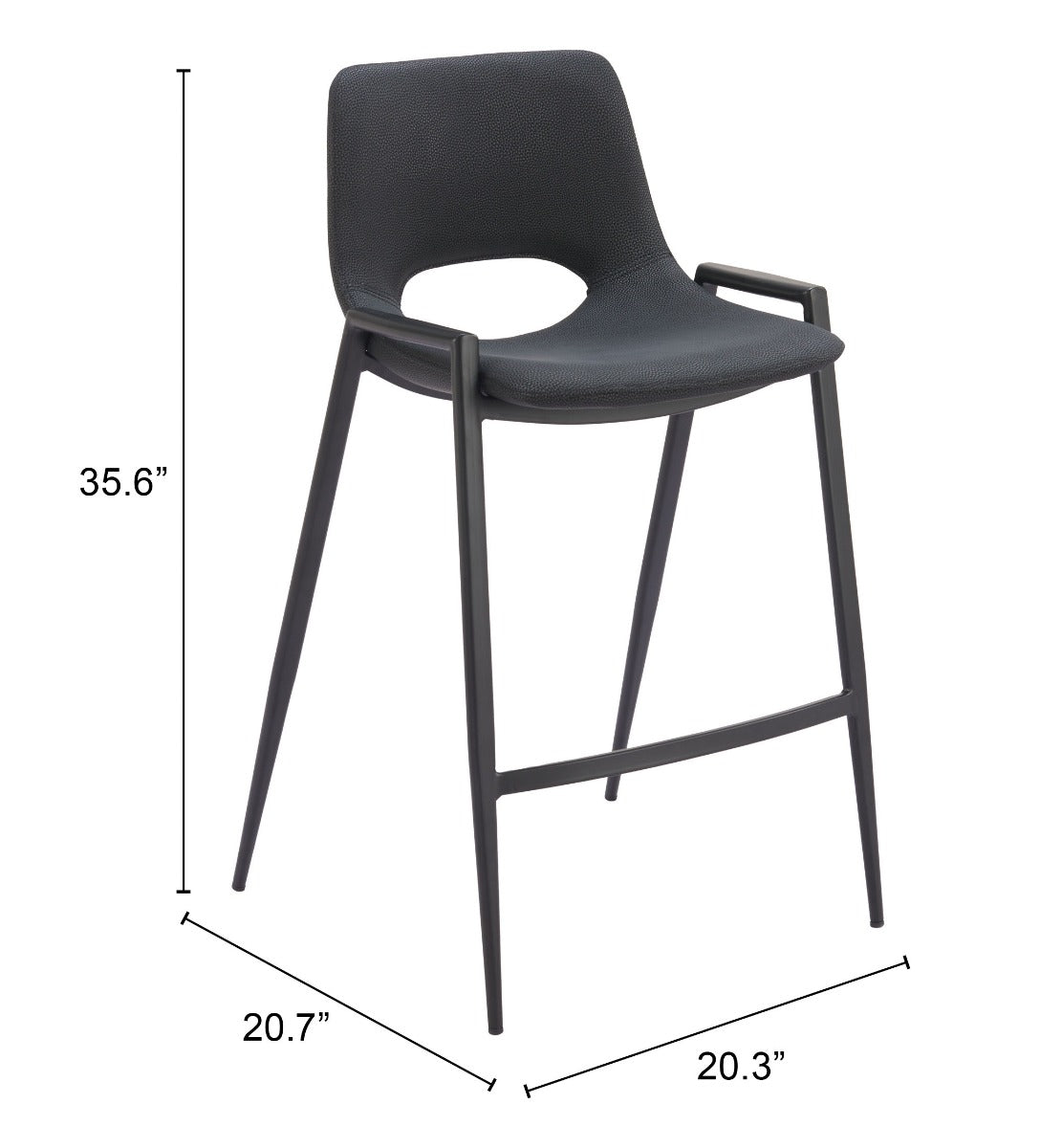 Desi Counter Stool (Set of 2) Black