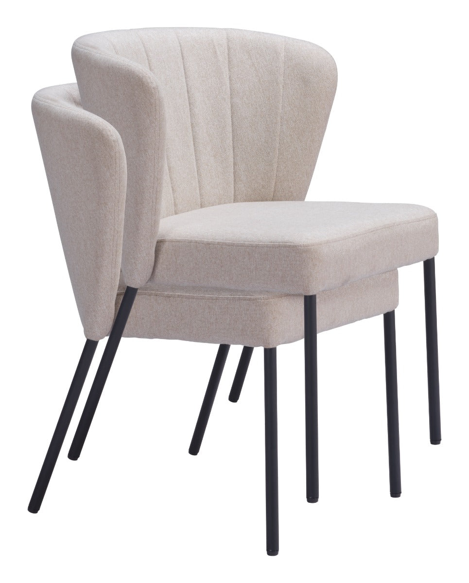 Aimee Dining Chair Set of 2 - Elegant Beige Design for Chic Dining Rooms and Modern Interiors