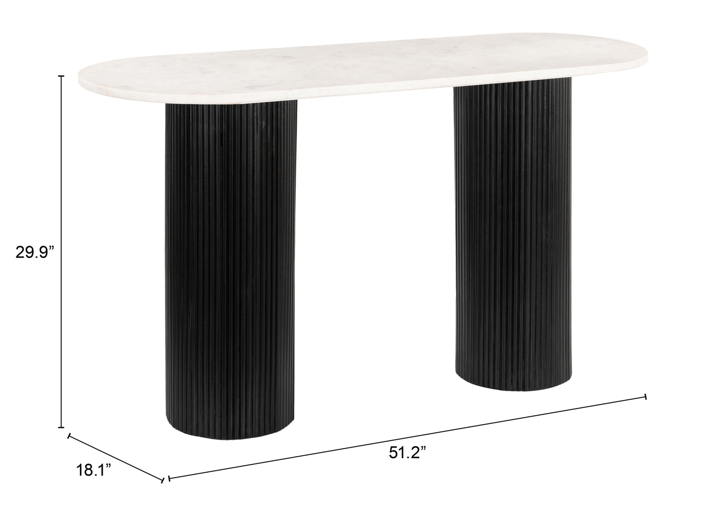 Izola Console Table White & Black β Modern and Chic Two-Tone Accent for Entryway or Living Room