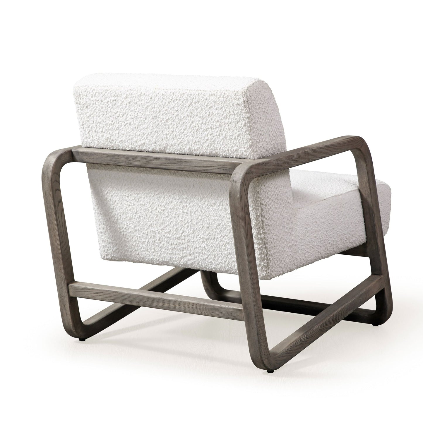 Modrest Wilber Modern Off-White Fabric + Grey Wood Accent Chair - Elegant and Versatile Seating for a Contemporary Home Decor