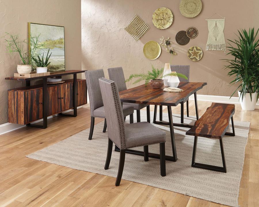 Ditman Live Edge Dining Table Grey Sheesham and Black β Rustic Elegance with a Contemporary Twist