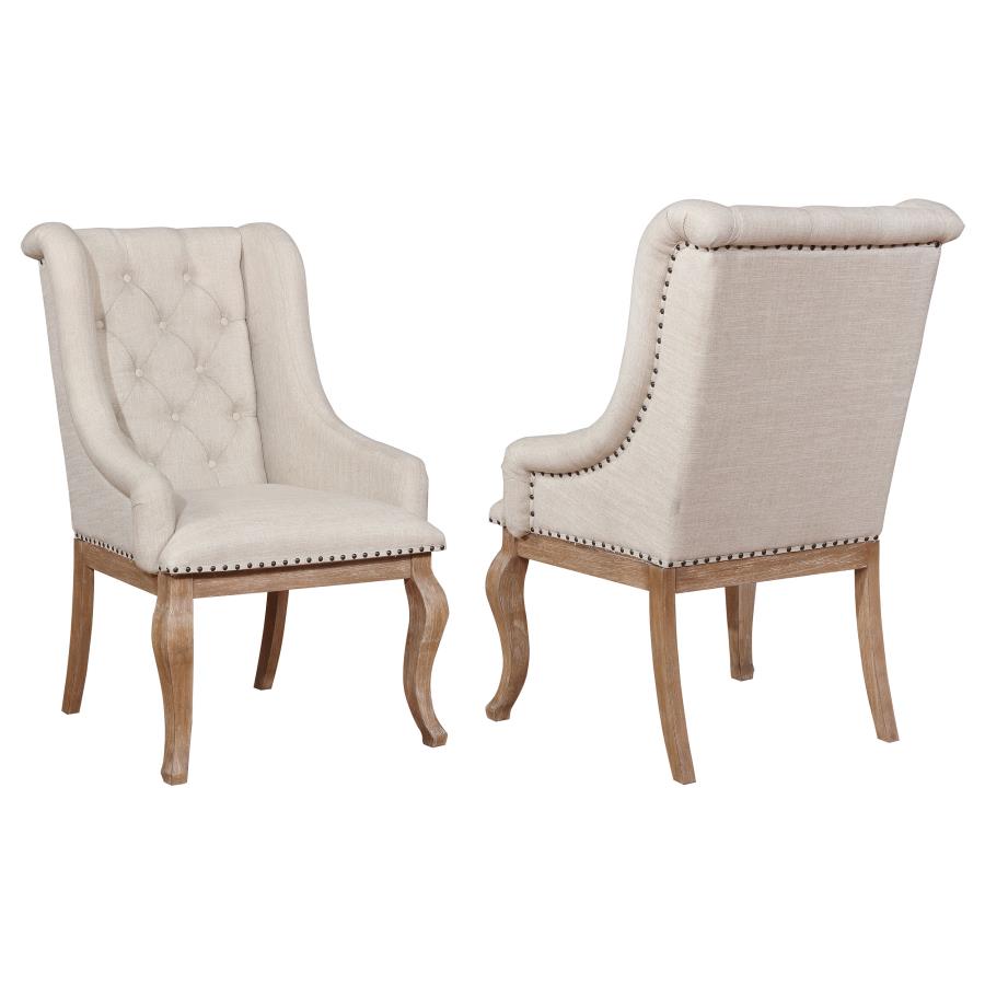 Brockway Upholstered Arm Chair in Barley Brown (Set of 2) - Stylish and Comfortable Chairs for Elegant Dining Spaces