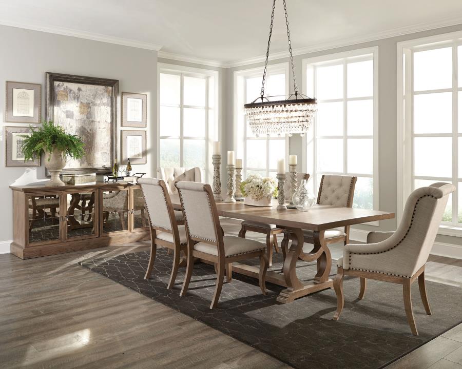 Brockway Upholstered Arm Chair in Barley Brown (Set of 2) - Stylish and Comfortable Chairs for Elegant Dining Spaces