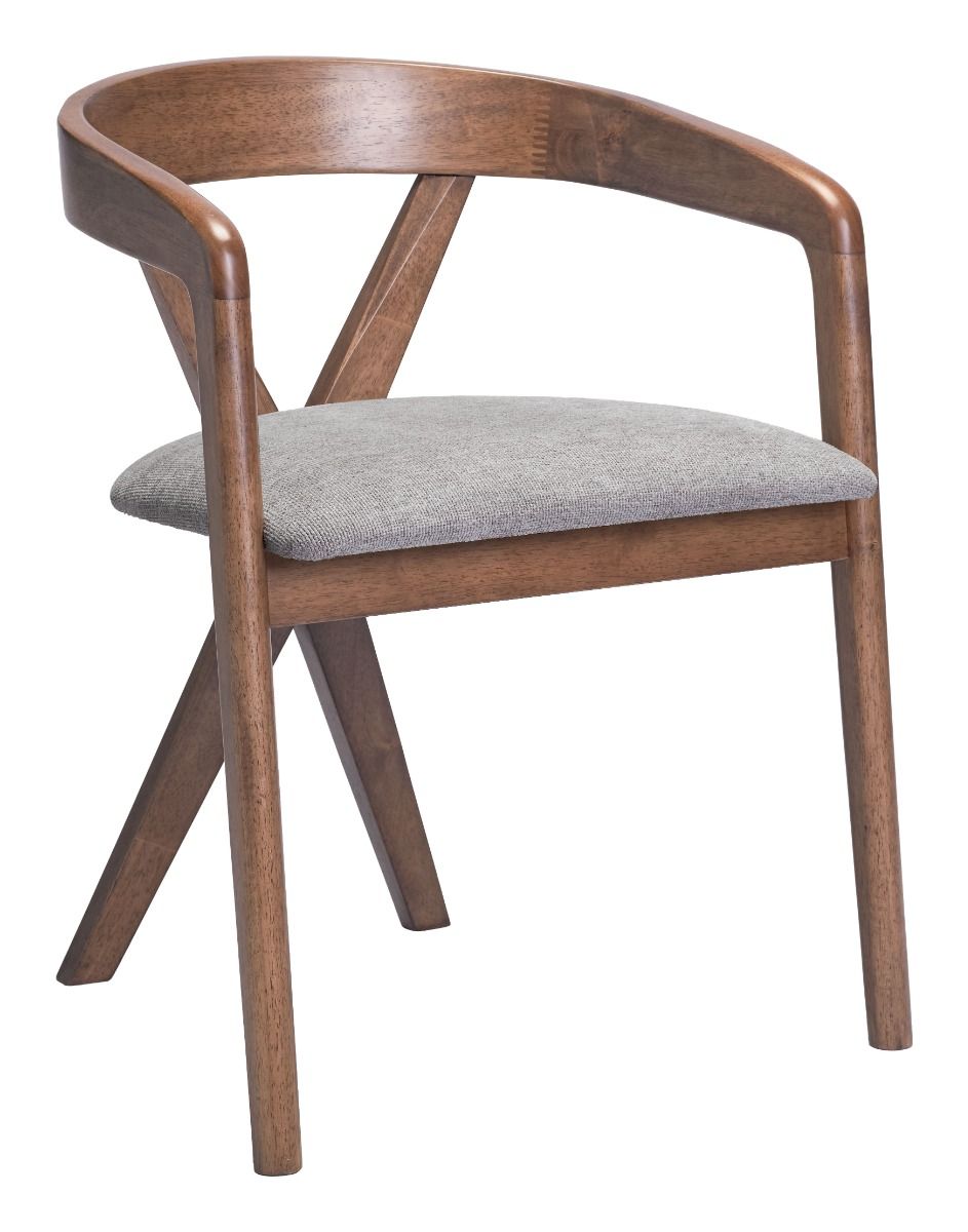 Cairo Dining Chair Dove Gray & Walnut - Stylish & Comfortable Dining Chair with a Chic Dove Gray Upholstery and Walnut Legs