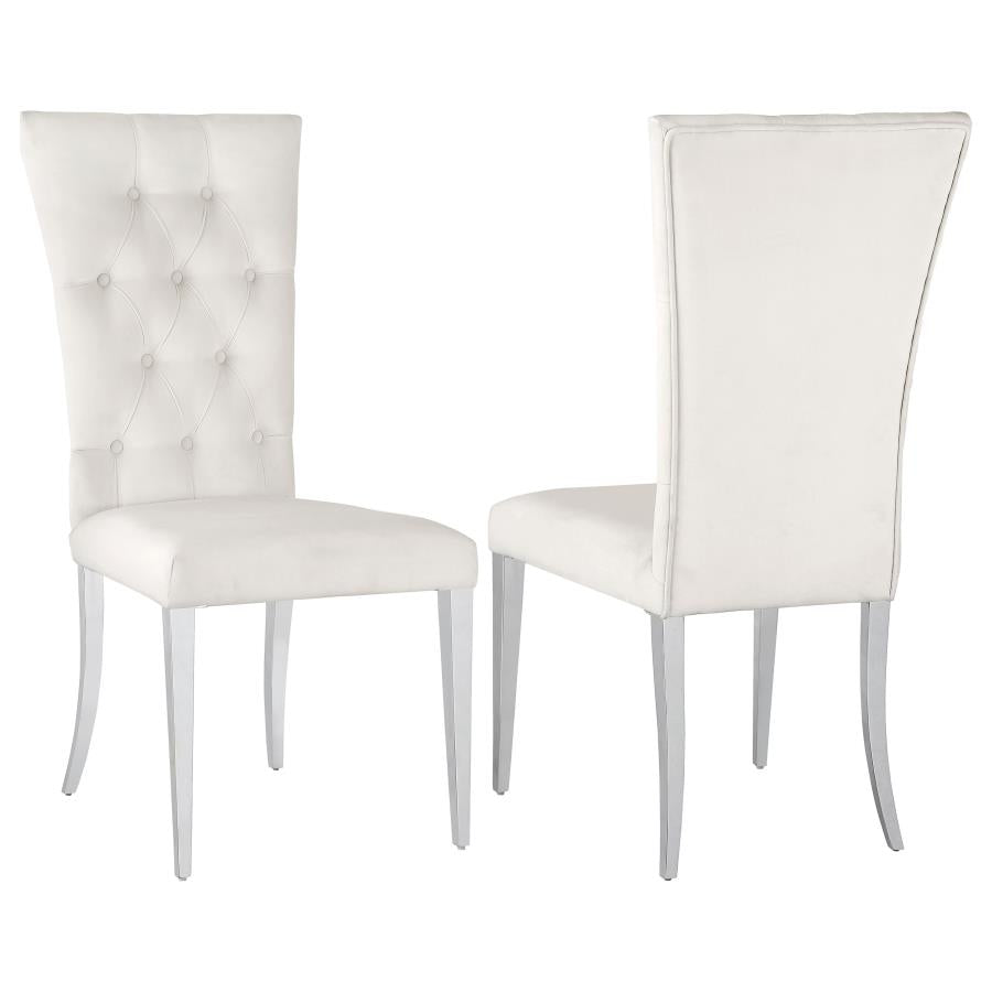 Kerwin Tufted Upholstered Side Chair Set of 2 White and Chrome - Chic and Comfortable Seating for Your Dining Space