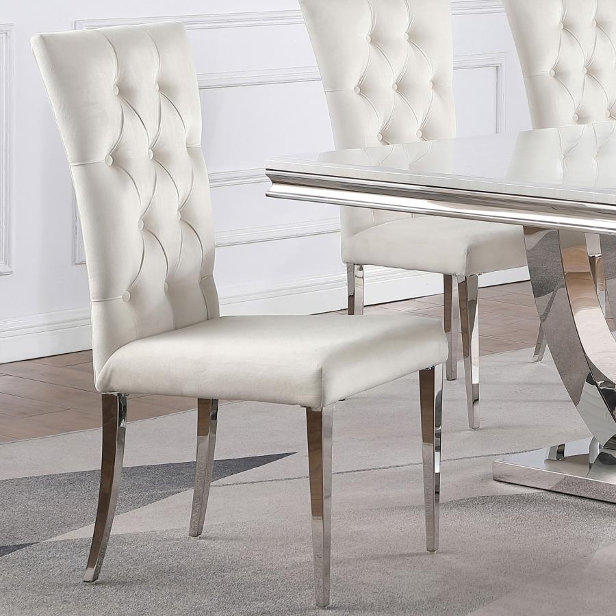 Kerwin Tufted Upholstered Side Chair Set of 2 White and Chrome - Chic and Comfortable Seating for Your Dining Space