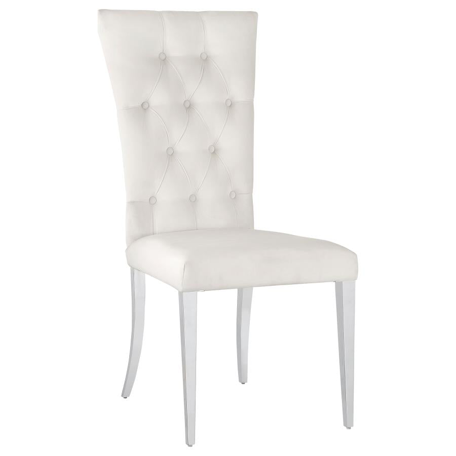 Kerwin Tufted Upholstered Side Chair Set of 2 White and Chrome - Chic and Comfortable Seating for Your Dining Space
