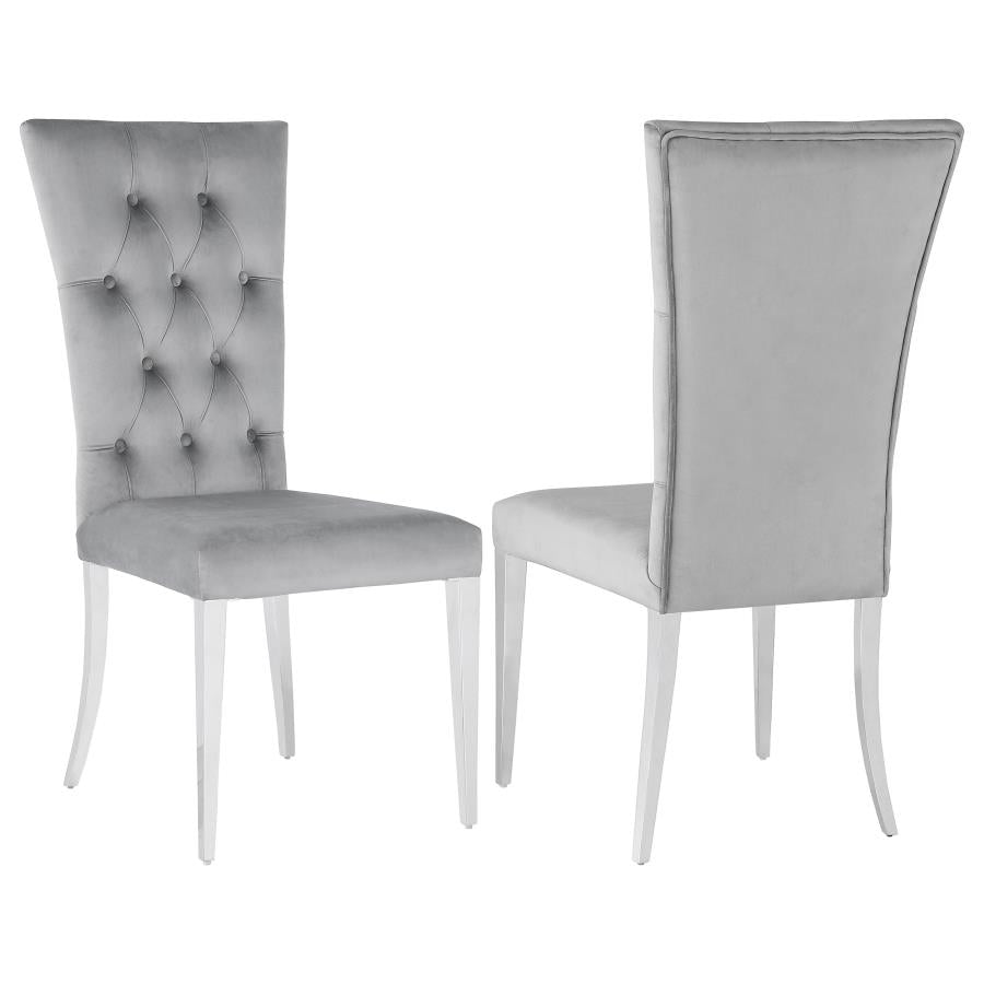 Kerwin Tufted Upholstered Side Chair Set of 2 Grey and Chrome - Stylish and Comfortable Dining Chairs for Any Setting