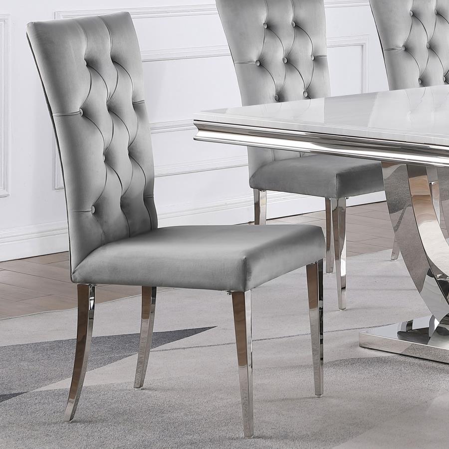 Kerwin Tufted Upholstered Side Chair Set of 2 Grey and Chrome - Stylish and Comfortable Dining Chairs for Any Setting
