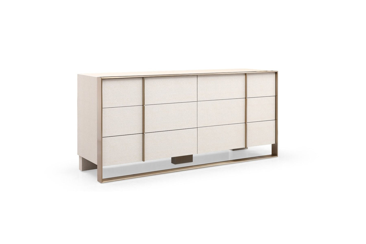 Nova Domus Cartier - Modern Beige Shagreen and Brushed Brass Dresser