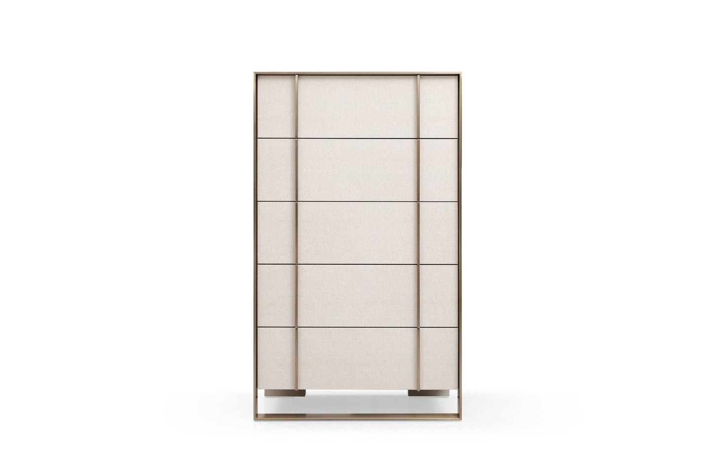 Nova Domus Cartier - Modern Beige Shagreen and Brushed Brass Chest