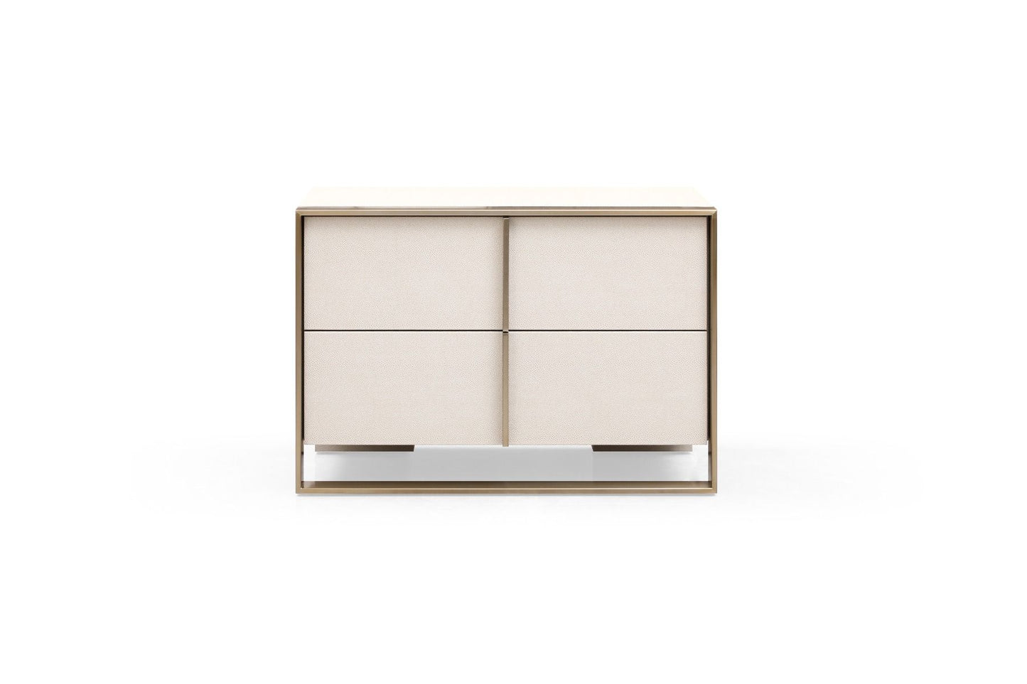 Nova Domus Cartier - Modern Beige Shagreen and Brushed Brass Nightstand