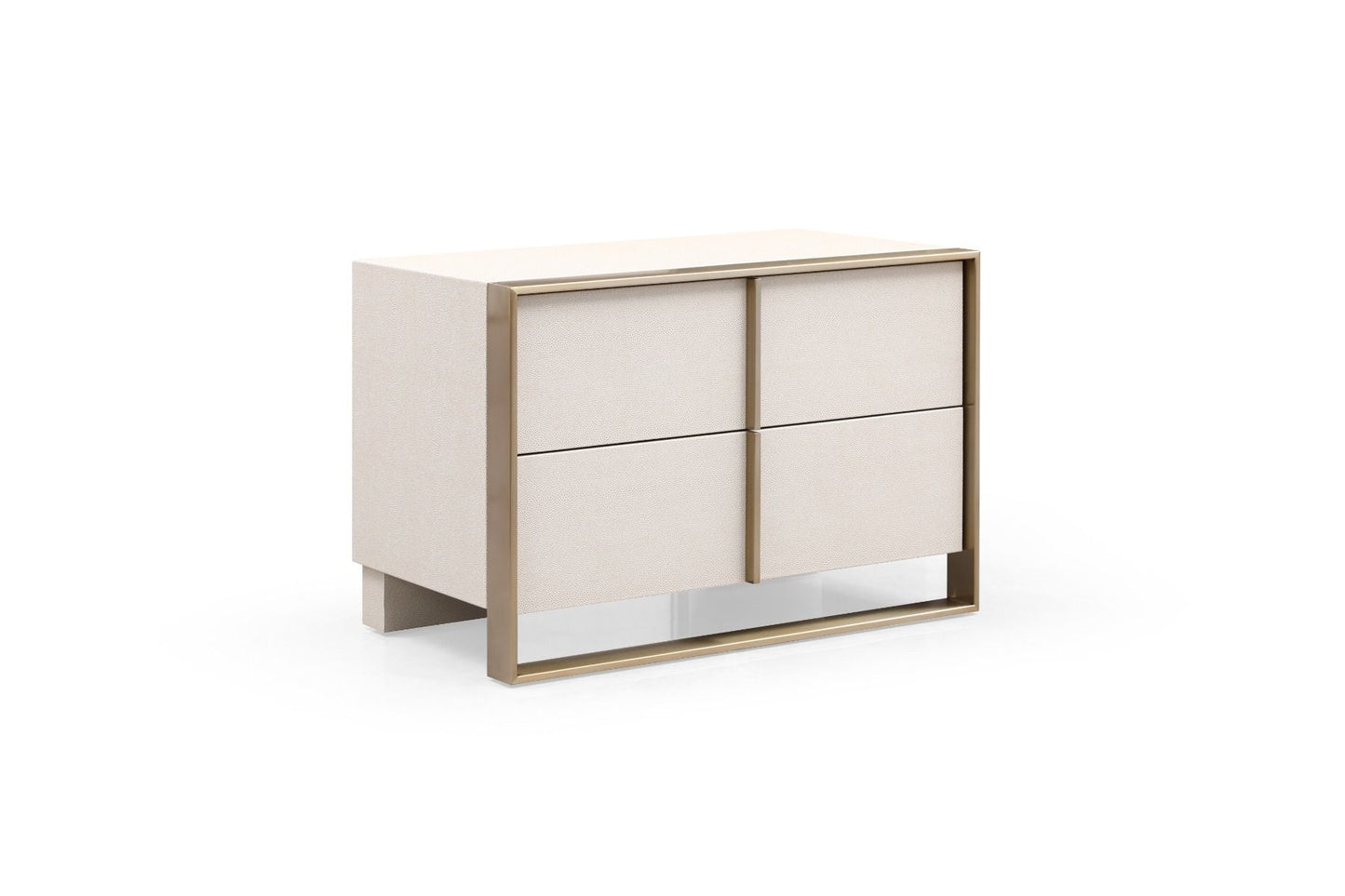 Nova Domus Cartier - Modern Beige Shagreen and Brushed Brass Nightstand