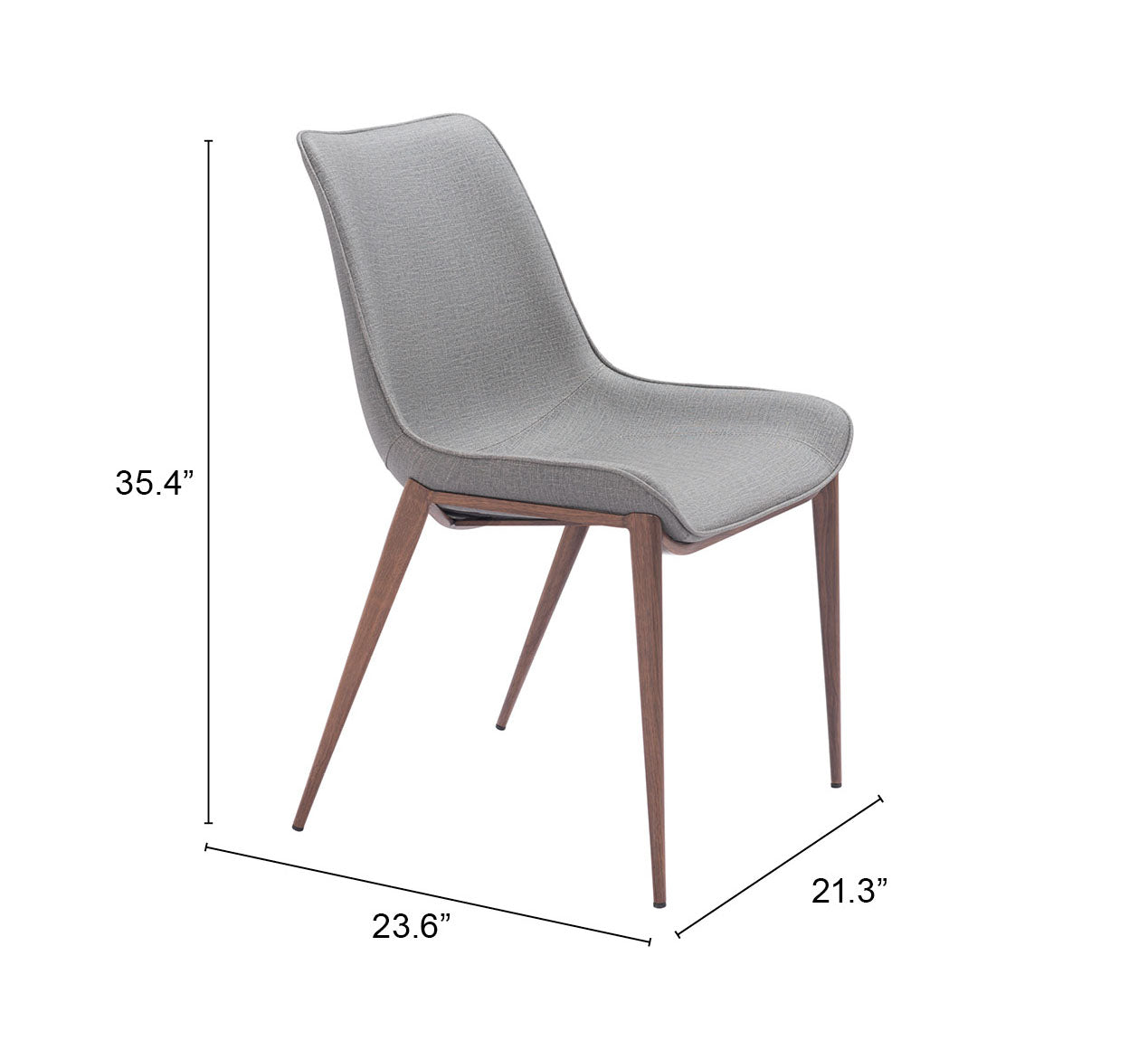 Magnus Dining Chair Set of 2 - Slate Gray & Walnut Modern and Stylish Upholstered Chairs for Elegant Dining Rooms