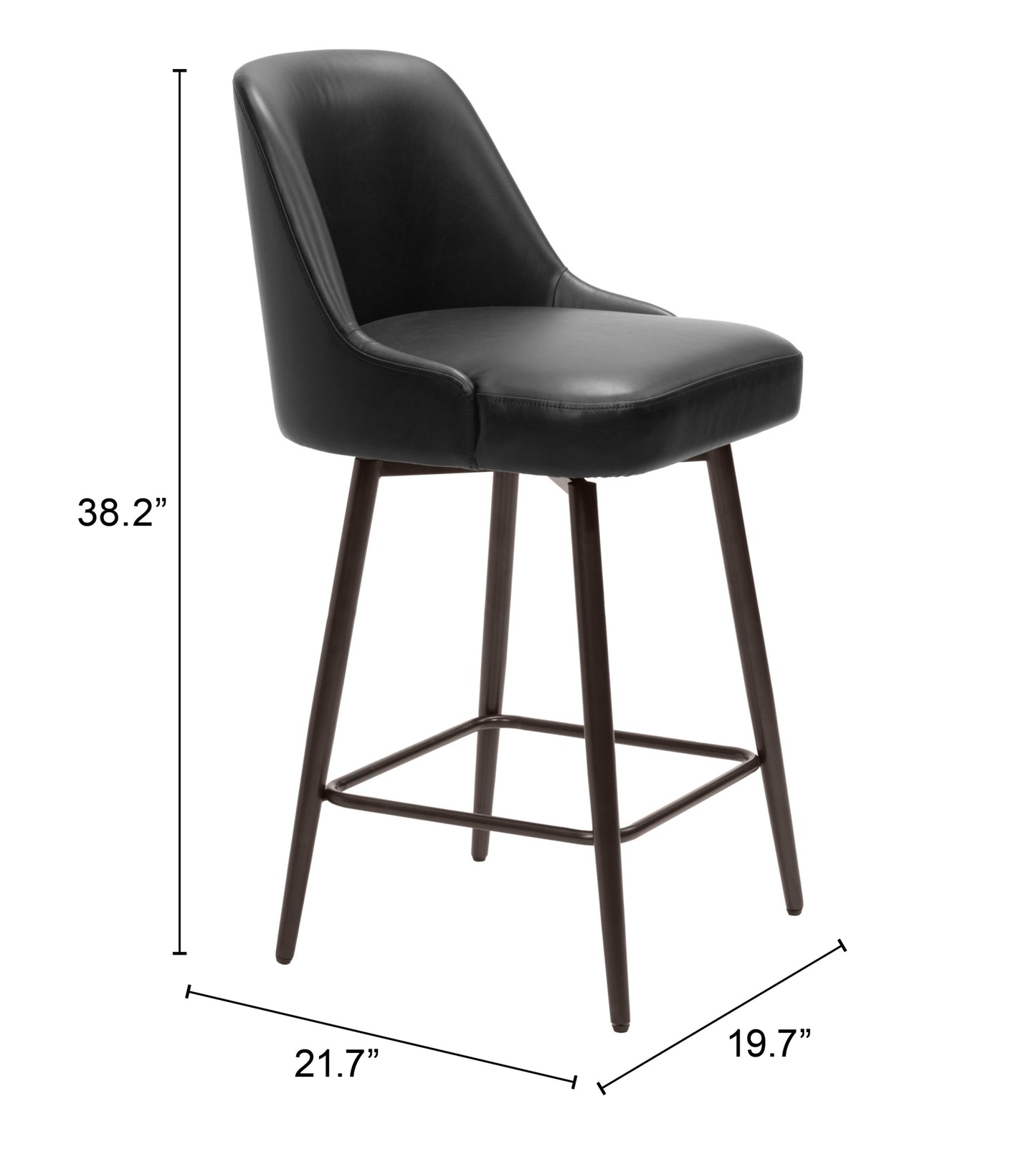 Keppel Swivel Counter Stool - Black & Bronze Modern and Stylish Swivel Stool for Contemporary Kitchens and Dining Spaces