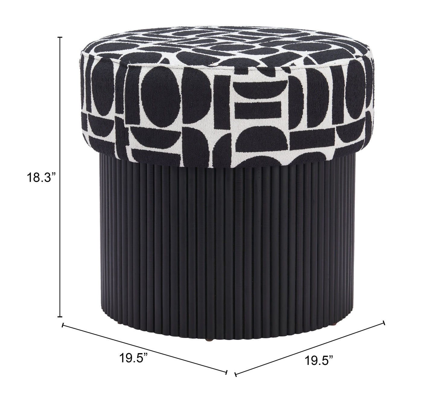 Boto Storage Ottoman Black & White β Chic and Practical Black & White Storage Ottoman for Living Room or Bedroom Decor