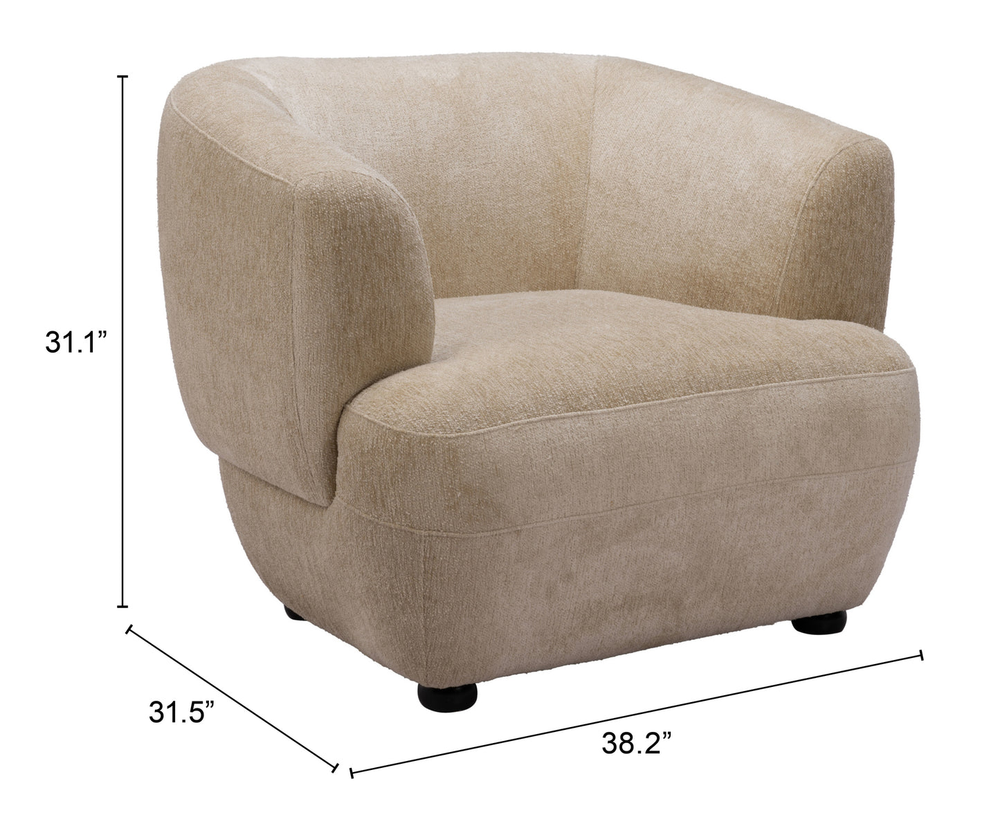 Bekker Accent Chair - Golden Beige Chic and Comfortable Upholstered Chair for Stylish Living Rooms