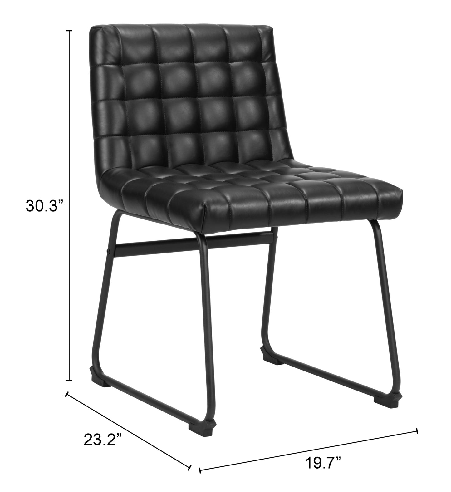 Pago Dining Chair Set of 2 - Black Stylish and Modern Upholstered Chairs for Elegant Dining Rooms