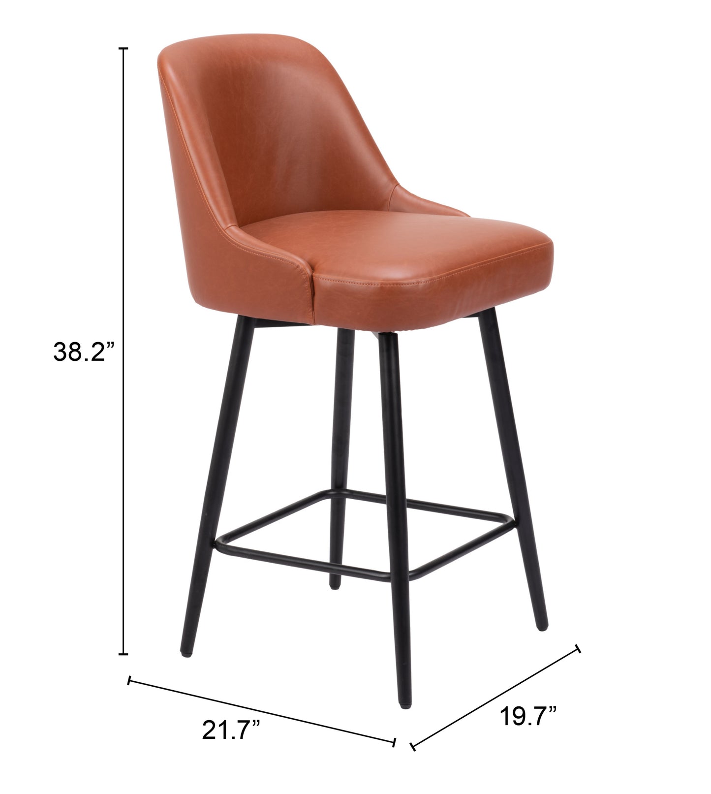 Keppel Swivel Counter Stool - Brown Sleek and Comfortable Swivel Stool for Modern Kitchens and Dining Areas