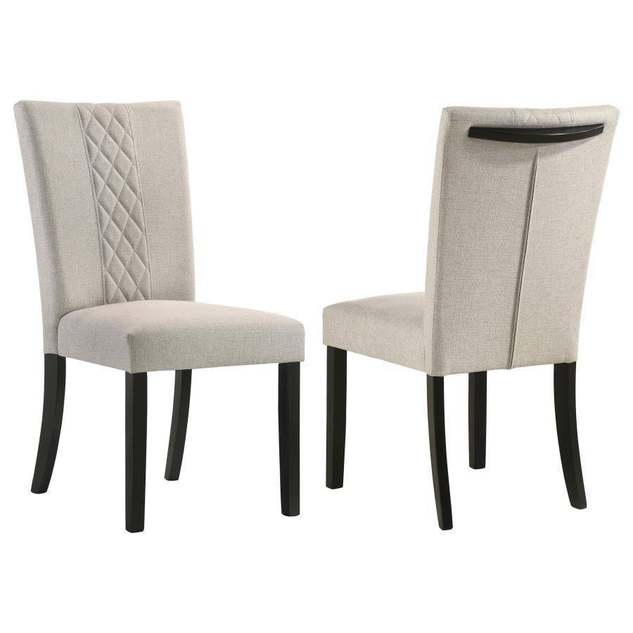 Malia Upholstered Dining Side Chairs (Set of 2) β Beige & Black Solid Back for Modern Sophistication