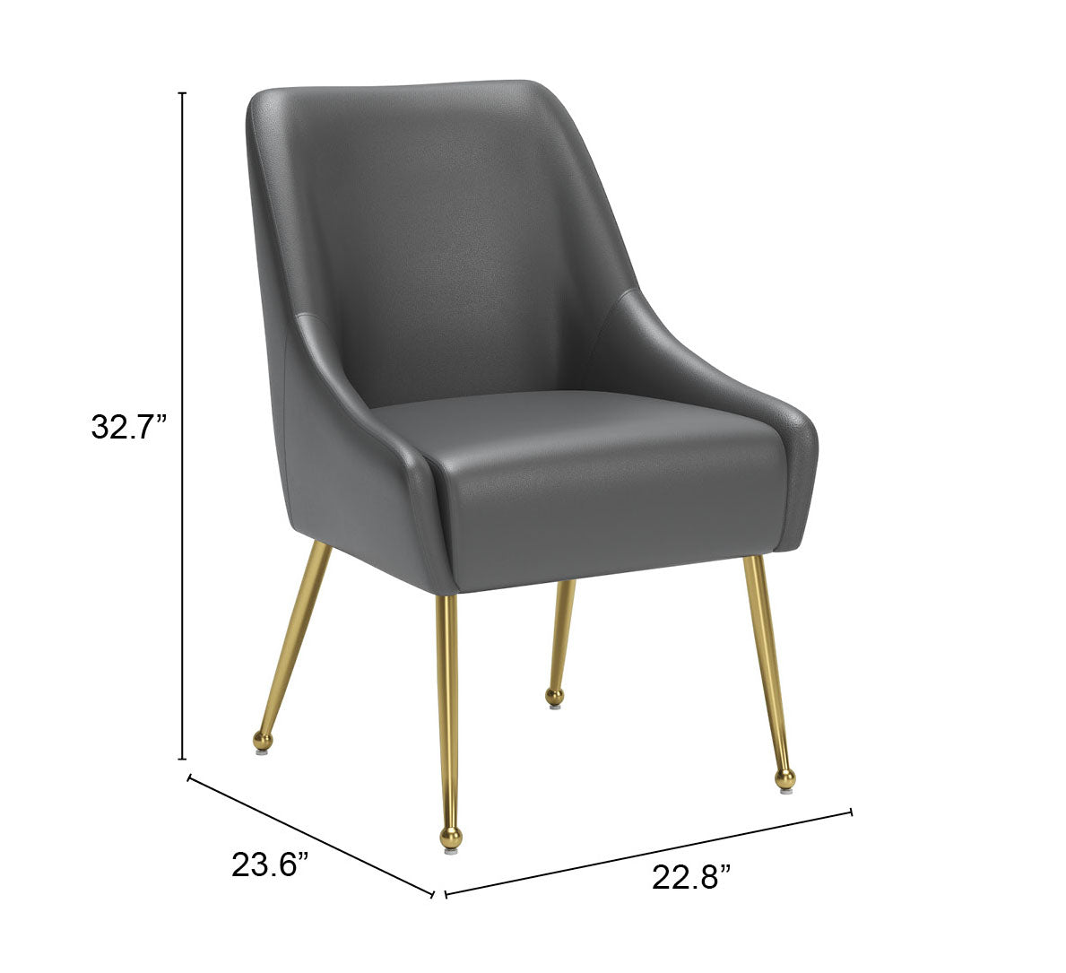 Maxine Dining Chair - Chic Gray & Gold Design for Contemporary Dining Rooms and Elegant Spaces