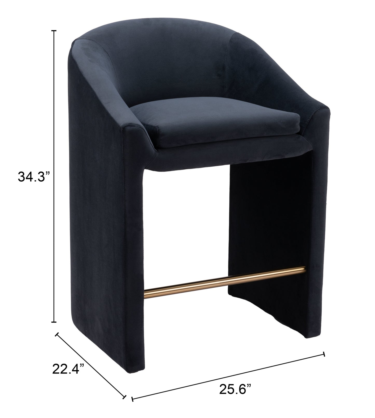 Emas Counter Stool - Midnight Gray Sleek and Stylish Upholstered Stool for Modern Kitchens and Dining Spaces