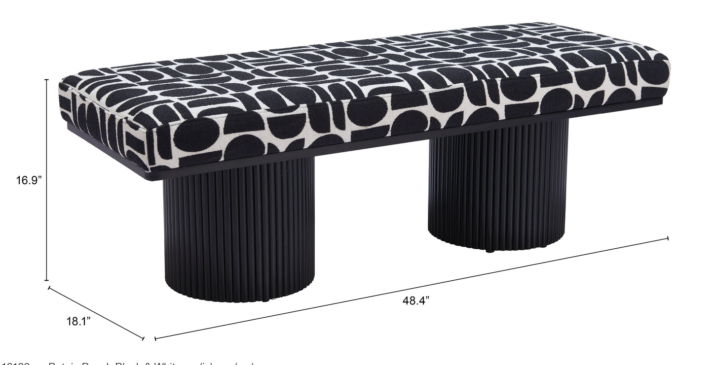 Botoia Bench Black & White β Modern and Stylish Black & White Bench for Entryway, Living Room, or Bedroom Decor