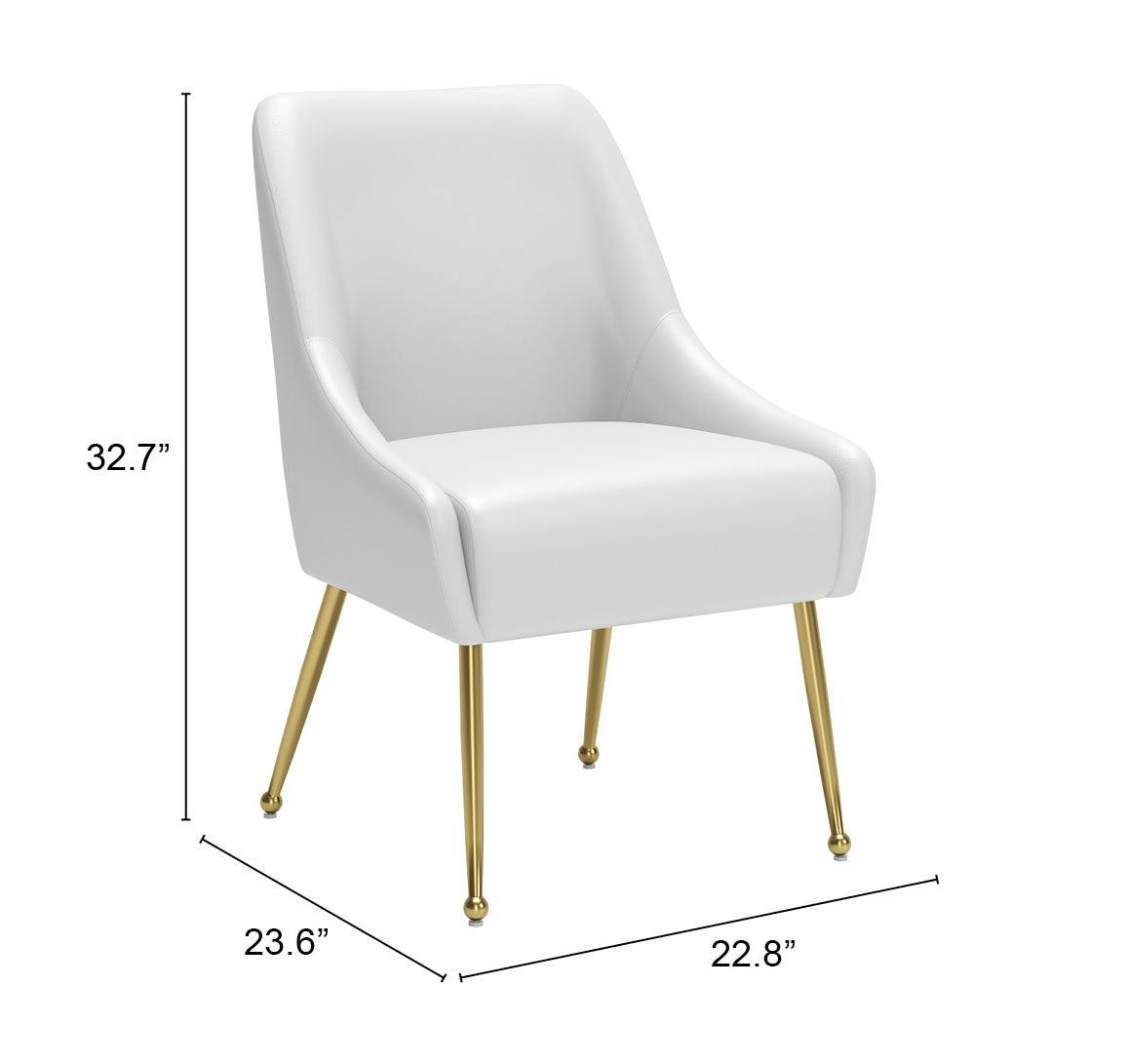 Maxine Dining Chair - Stylish White & Gold Design for Elegant Dining Rooms and Modern Decor