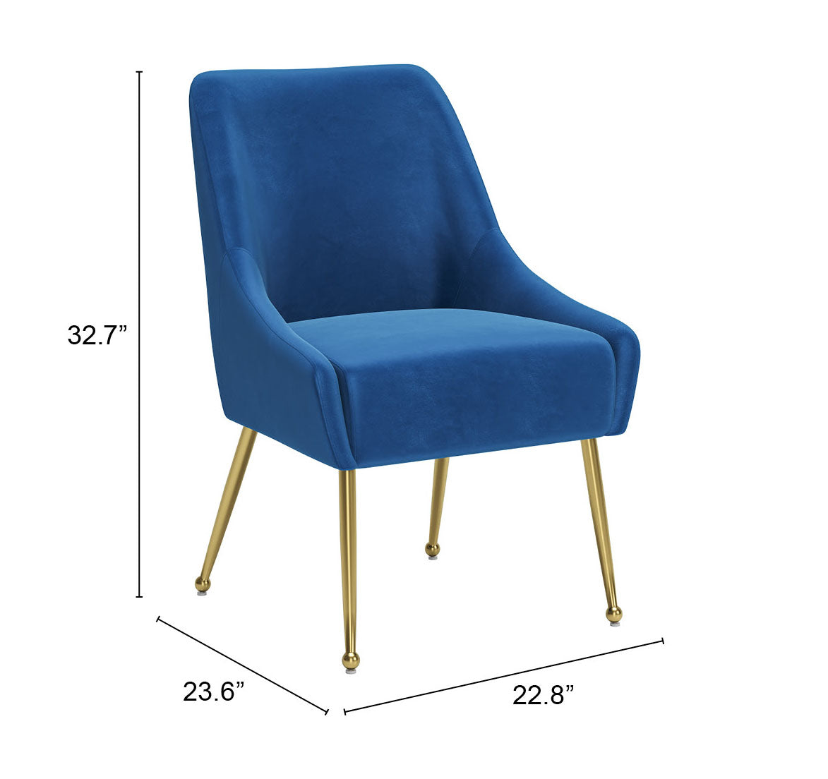 Maxine Dining Chair - Elegant Navy Blue & Gold Design for Sophisticated Dining Rooms and Contemporary Spaces