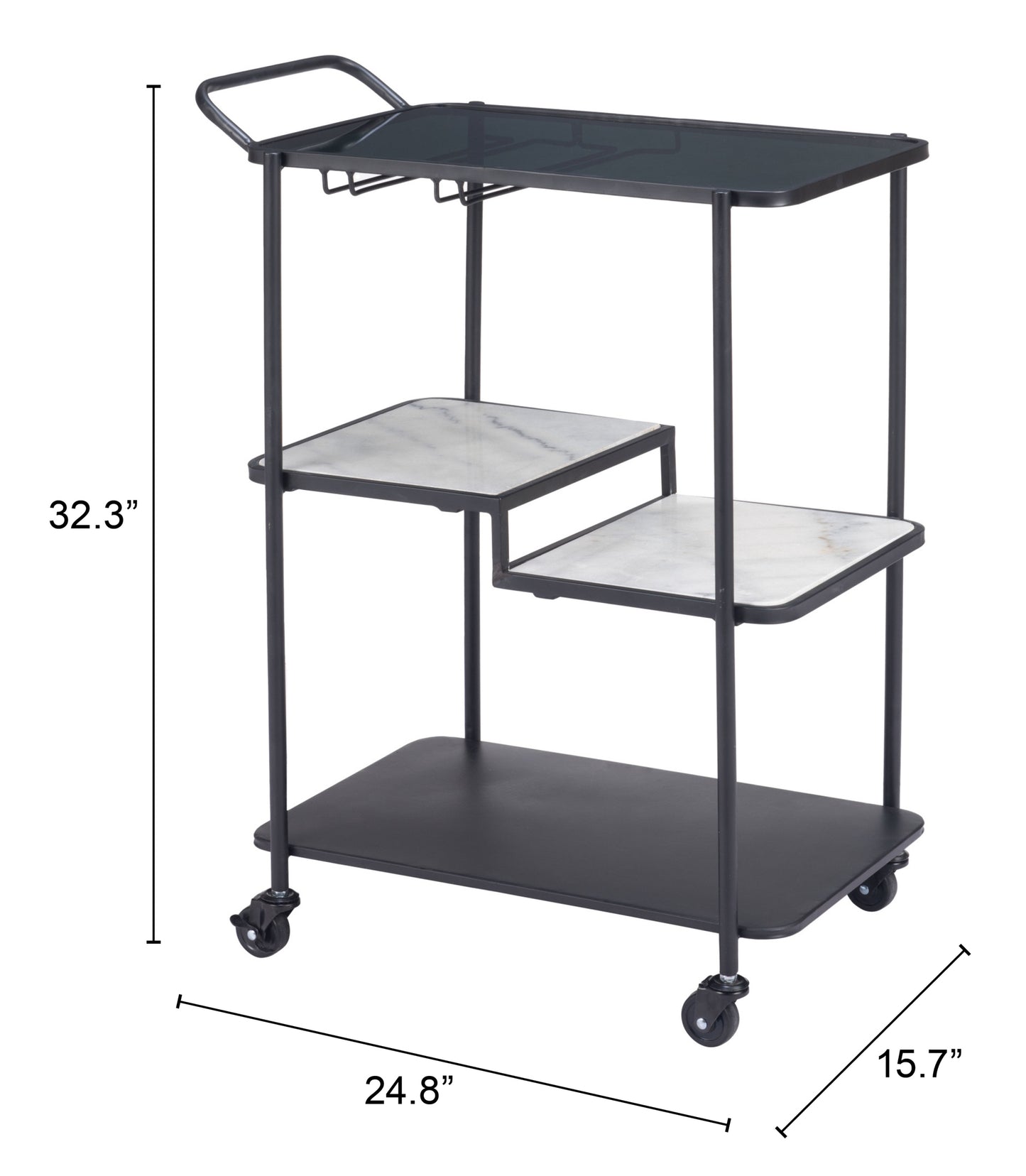 Constanza Bar Cart - Black Elegant and Modern Bar Cart for Stylish Home Bars and Entertaining Spaces
