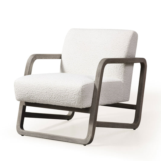 Modrest Wilber Modern Off-White Fabric + Grey Wood Accent Chair - Elegant and Versatile Seating for a Contemporary Home Decor
