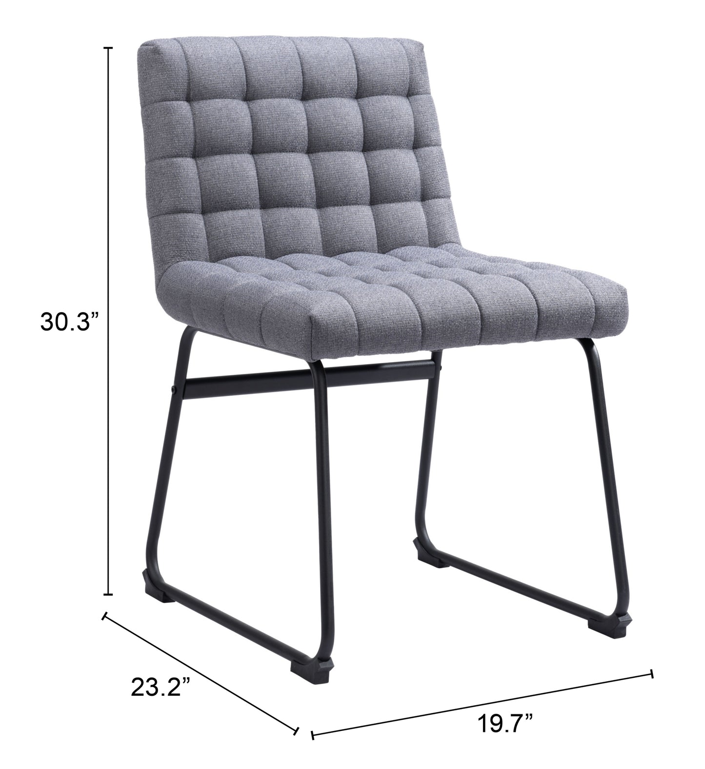 Pago Dining Chair Set of 2 - Gray Modern Upholstered Chairs for Stylish Dining Rooms