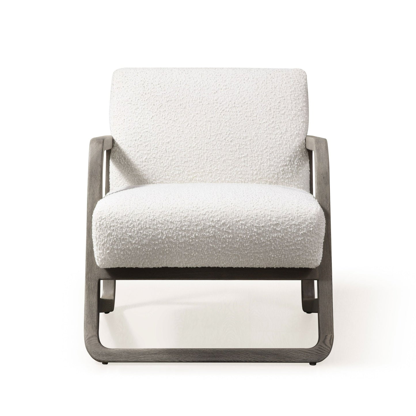 Modrest Wilber Modern Off-White Fabric + Grey Wood Accent Chair - Elegant and Versatile Seating for a Contemporary Home Decor