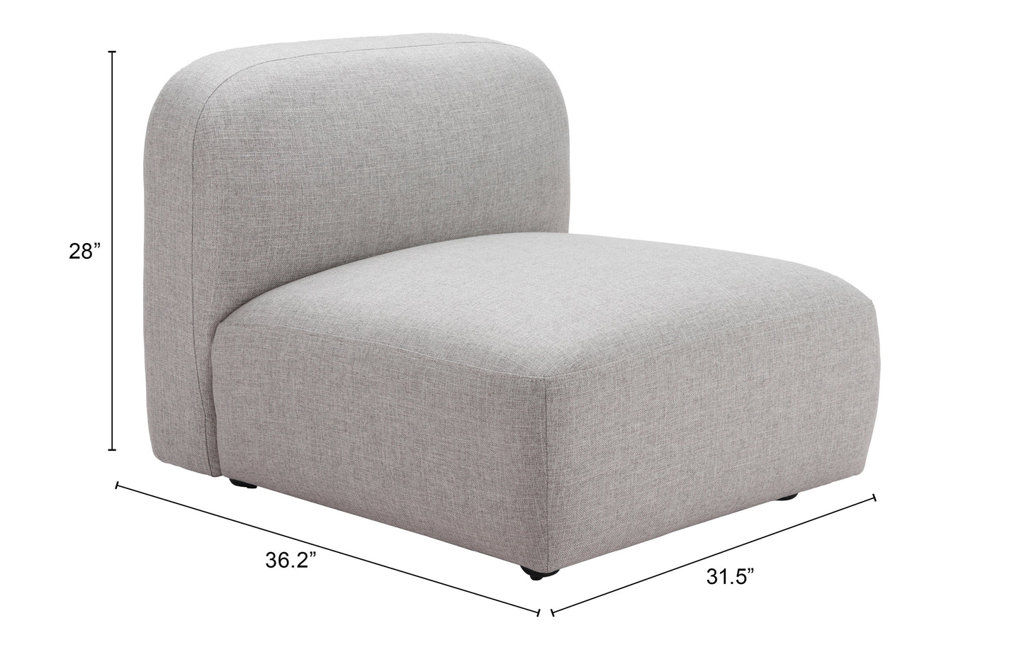 Biak Middle Chair Gray - Sleek & Comfortable Middle Chair with a Modern Gray Upholstery, Perfect for Modular Seating Arrangements