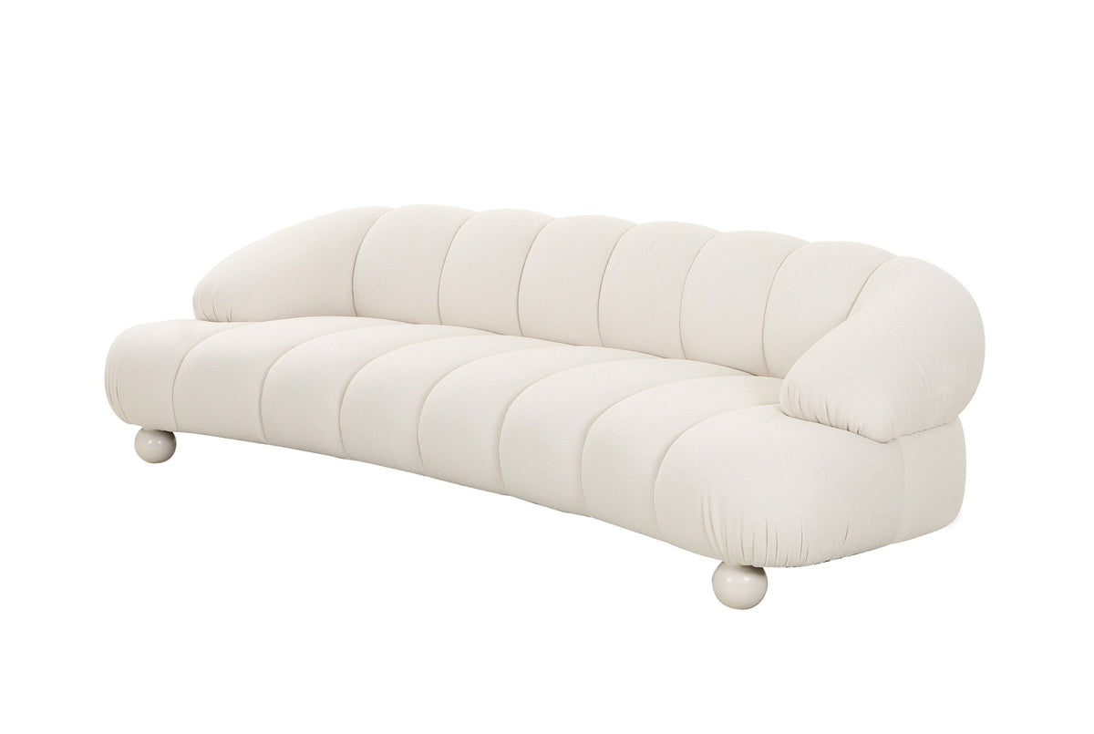 Duran White Fabric 4-Seater Sofa