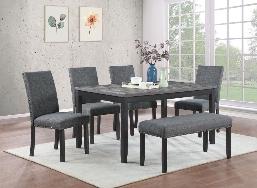 Barlow 6-Piece Rectangular Dining Set in Grey and Black - Modern and Stylish Dining Set for a Sophisticated Dining Experience