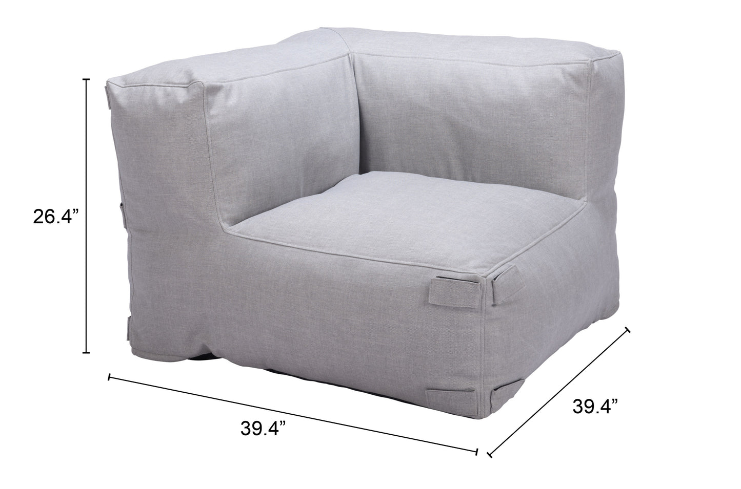 Luanda Corner Chair Gray - Comfortable & Modern Corner Chair with a Sophisticated Gray Upholstery for a Versatile, Stylish Look