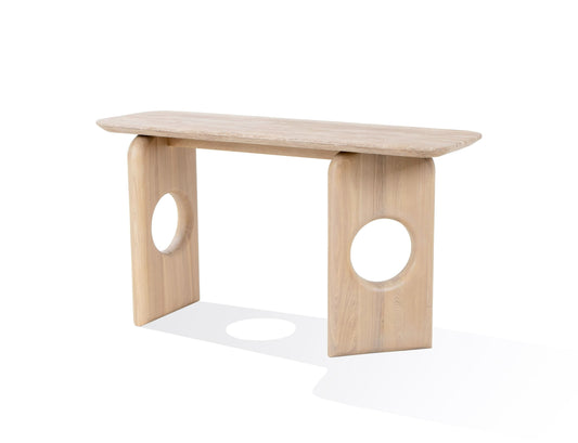 Nova Domus Osaka Modern Console Table β Faux Marble Top with Natural Ash Wood Base