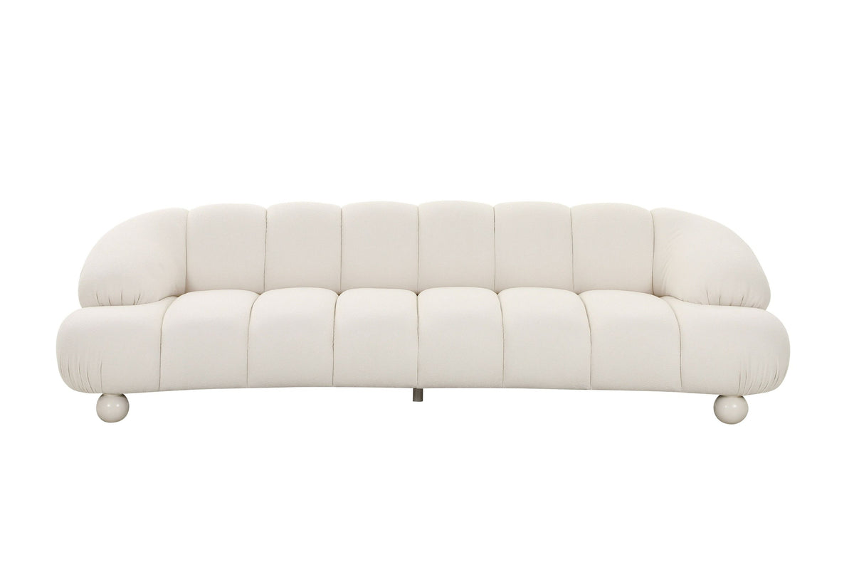 Duran White Fabric 4-Seater Sofa
