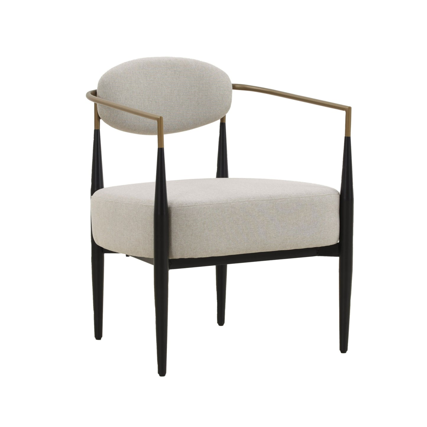 Liberty Modern Beige Fabric Black Gold Dining Chair