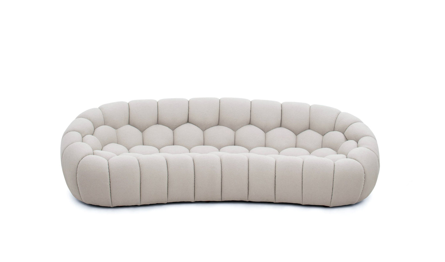 Divani Casa Yolonda - Modern Curved Beige Fabric Sofa Set