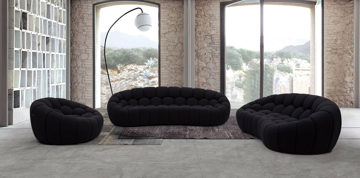 Divani Casa Yolonda - Modern Curved Black Fabric Sofa
