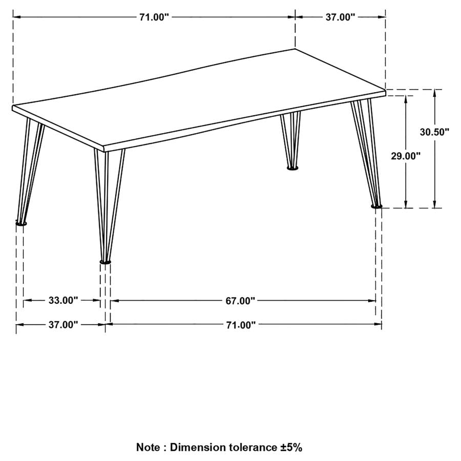 Sherman Rectangular Dining Table in Natural Acacia and Matte Black - Modern and Durable Table for Stylish Dining Rooms