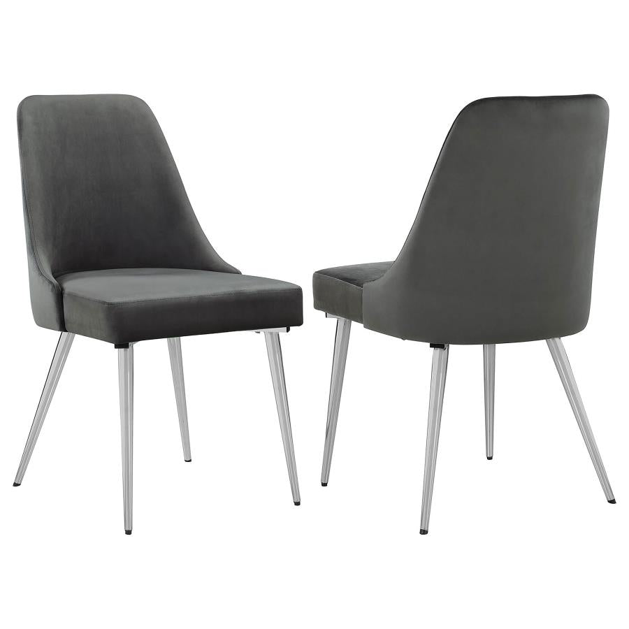 Cabianca Curved Back Side Chairs Grey (Set of 2) β Elegant and Comfortable with a Contemporary Grey Upholstery and Curved Back Design