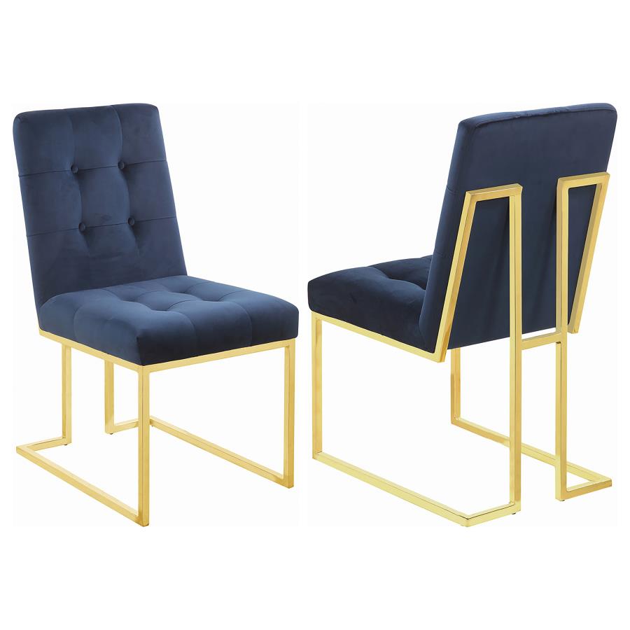 Cisco Velvet Upholstered Dining Side Chairs (Set of 2) β Gold Finish for Luxe Glamour and Plush Modern Comfort