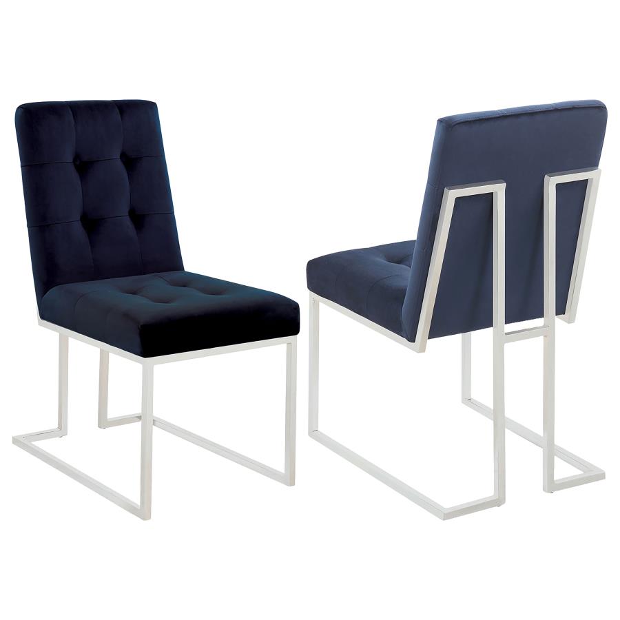 Cisco Velvet Upholstered Dining Side Chairs (Set of 2) β Chrome Finish for Luxe Modern Style and Plush Comfort