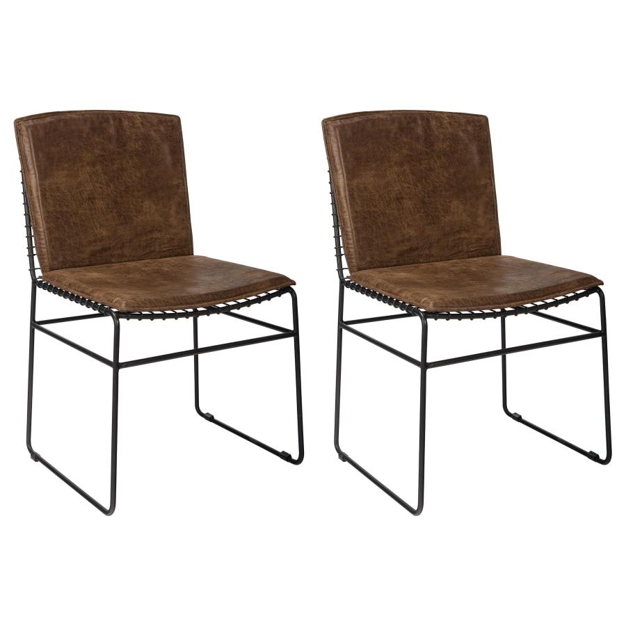 Sherman Upholstered Side Chairs (Set of 2) β Antique Brown and Matte Black Finish for Stylish Dining and Comfortable Seating