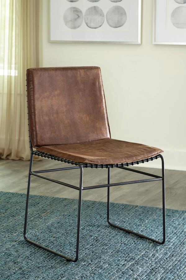 Sherman Upholstered Side Chairs (Set of 2) β Antique Brown and Matte Black Finish for Stylish Dining and Comfortable Seating