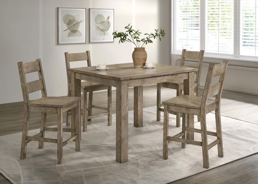 Cardova 5-Piece Counter Height Dining Set in Vineyard Oak - Stylish Space-Saving Dining Furniture